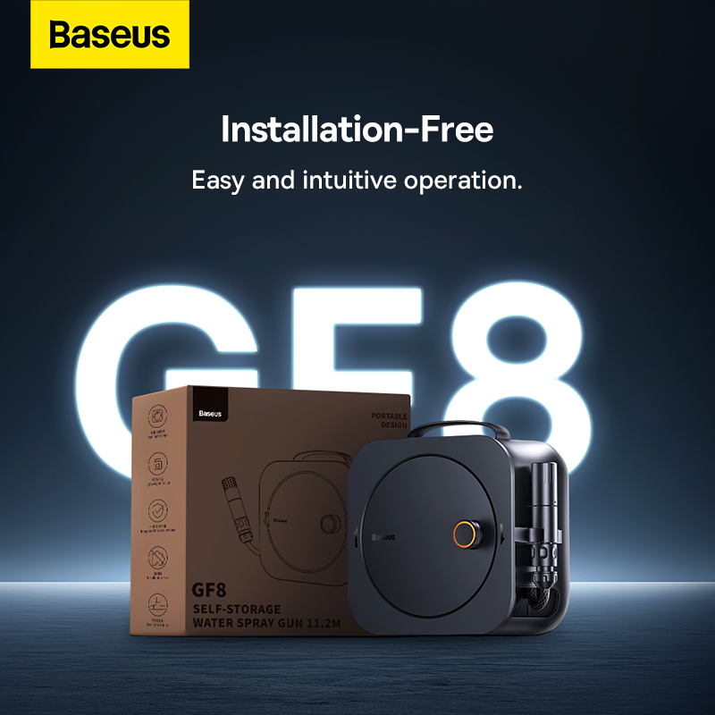Vòi Xịt Rửa Ô Tô Baseus GF8 Tăng Áp | Tích Hợp Cuộn Dây, Xách Tay Tiện Lợi
