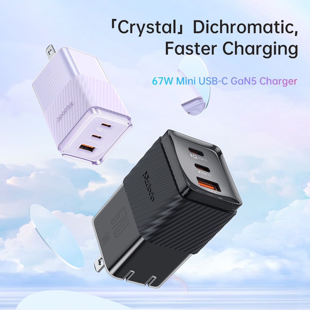 Cốc Sạc Nhanh Mcdodo Dichromatic  67W GaN 5 | 3 Cổng (2 Type-C, 1 USB), Sạc Laptop & Điện Thoại