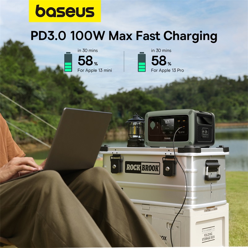Bộ Sạc Di Động Baseus Energy Stack Digital Portable Power Station (Parallel Operation) 600W (EU 220V) Forest Green