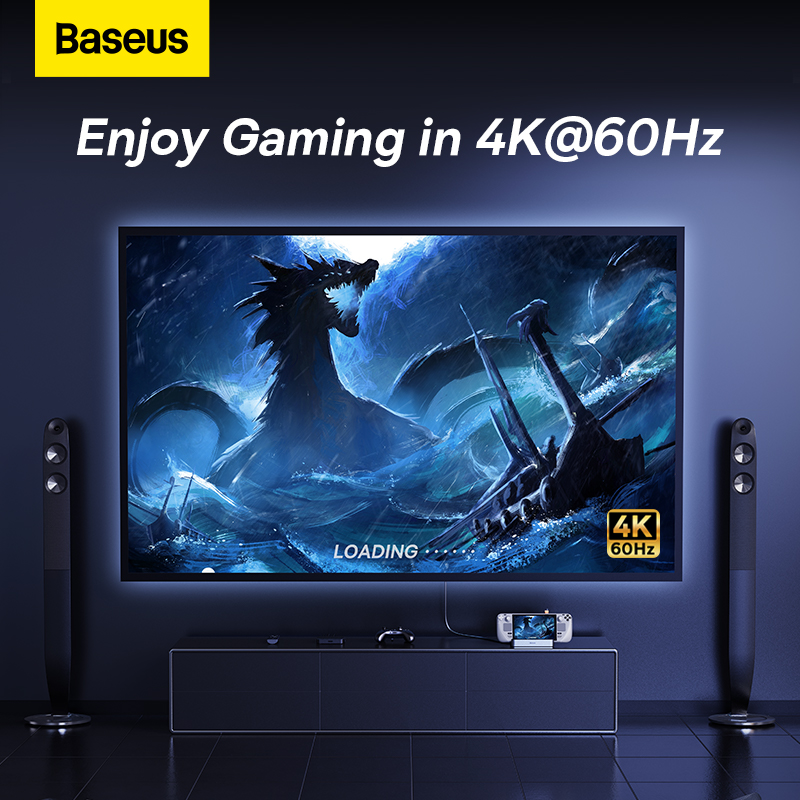 Dock Chơi Game Baseus GamerX Cho Steam Deck, Switch | Hub Type-C Xuất 4K 60Hz, Cổng Mạng LAN