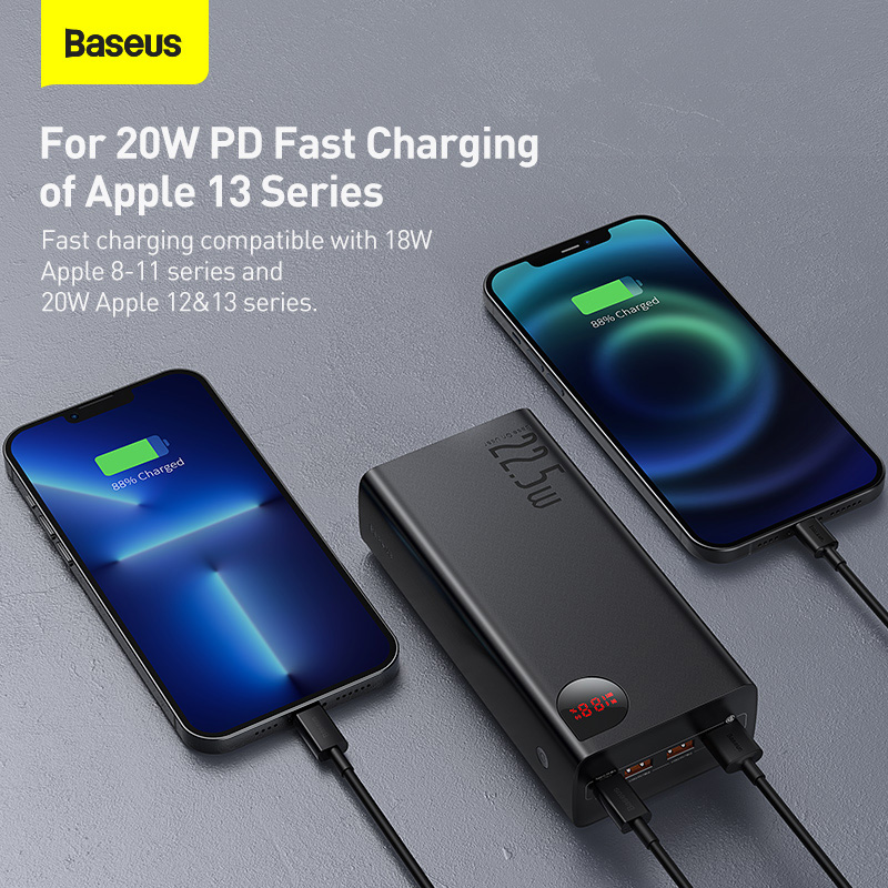 Pin Sạc Dự Phòng Baseus Adaman 40000mAh | Sạc Nhanh 22.5W, 4 Cổng Sạc, Màn Hình LED