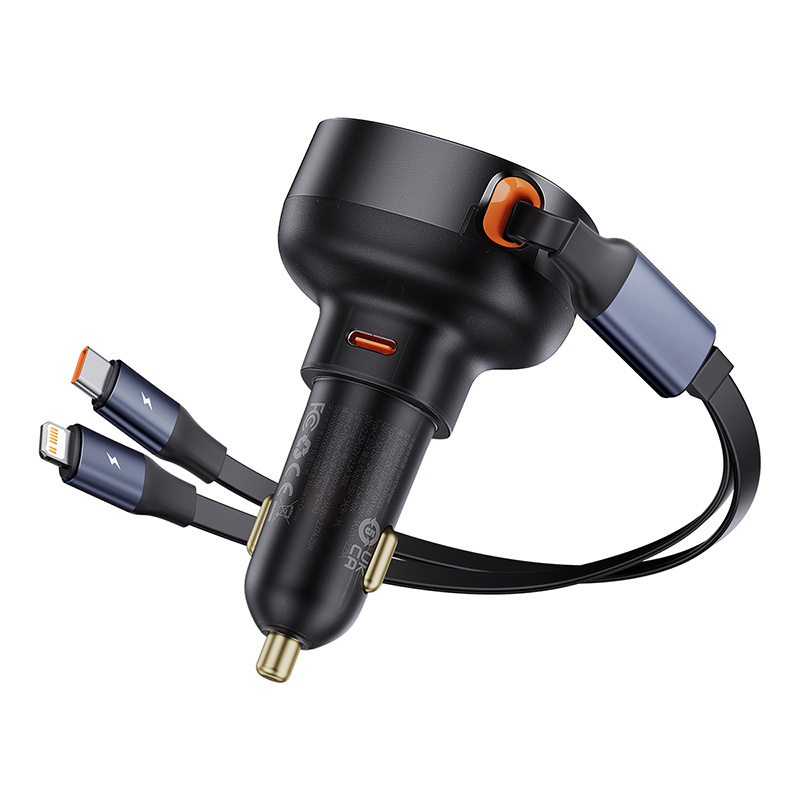 Tẩu Sạc Ô Tô Baseus Enjoyment Pro Kèm Cáp Rút Gọn | Sạc Nhanh Đa Năng Type-C & Ln, 55W/60W