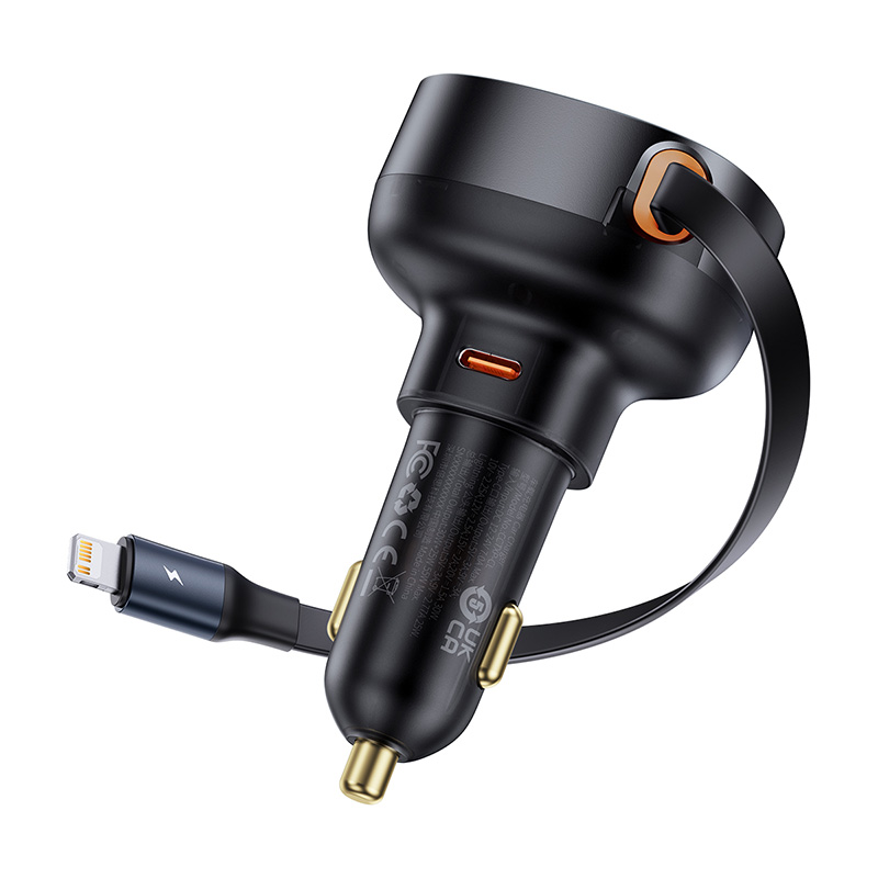 Tẩu Sạc Ô Tô Baseus Enjoyment Pro Kèm Cáp Rút Gọn | Sạc Nhanh Đa Năng Type-C & Ln, 55W/60W