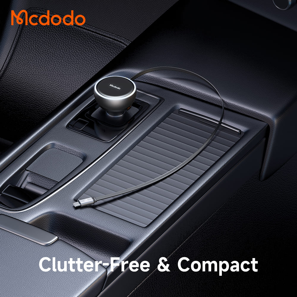 Tẩu Sạc Mcdodo FreeGo 80W Kèm Cáp Rút | 3 Cổng Sạc Gồm Type-C + USB và Cáp Type-C