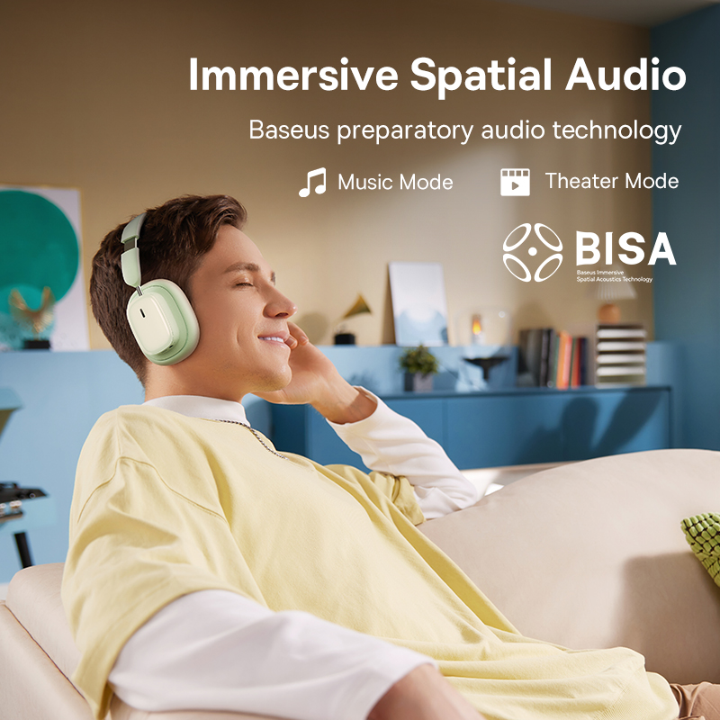 Tai Nghe Chụp Tai Baseus Bowie H1i Chống Ồn | Chuẩn Âm Thanh Kép Hi-Res, Spatial Audio, Pin 100 Giờ