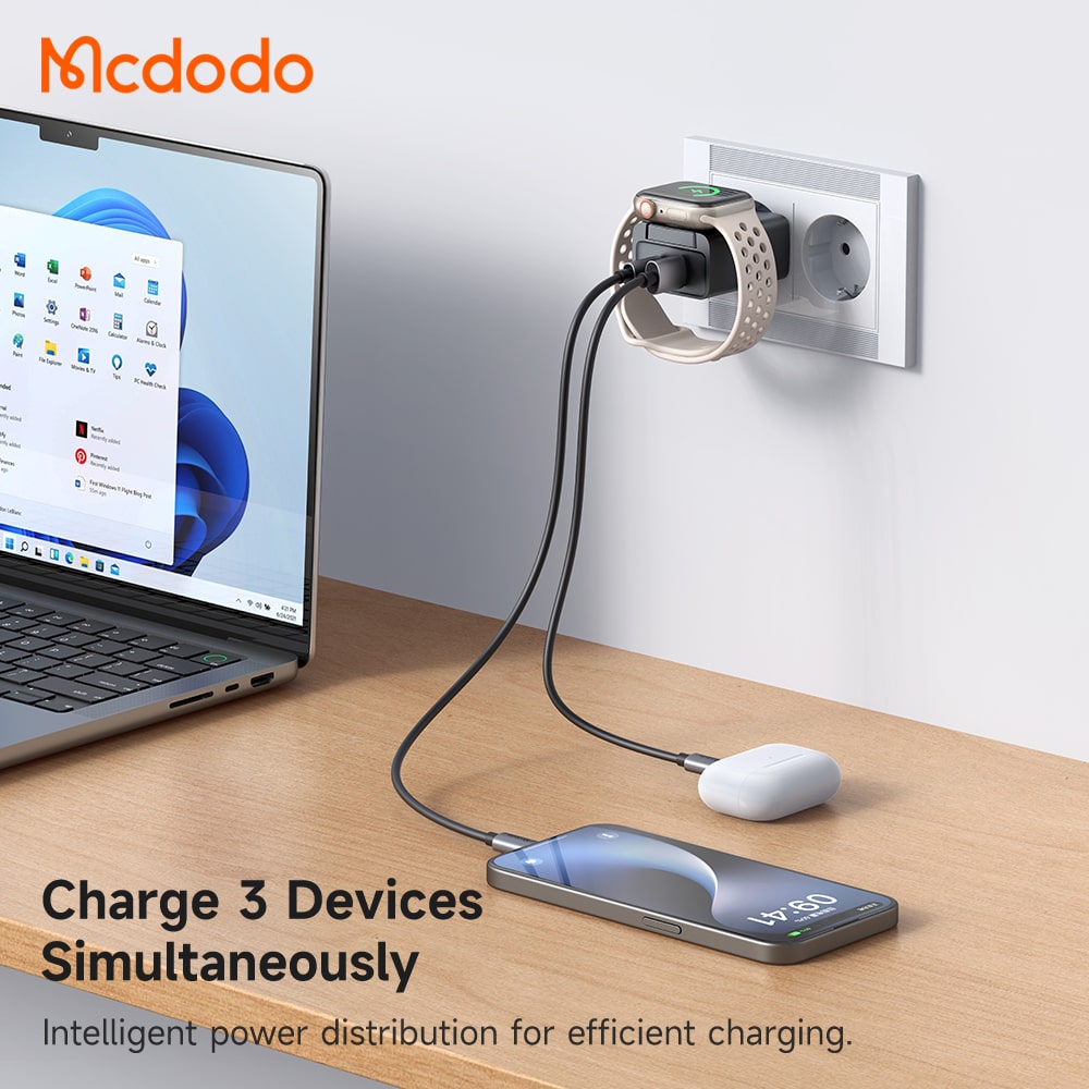 Cốc Sạc Nhanh Mcdodo 30W 2 trong 1 | Tích Hợp Sạc AppleWatch Có Thể Tháo Rời