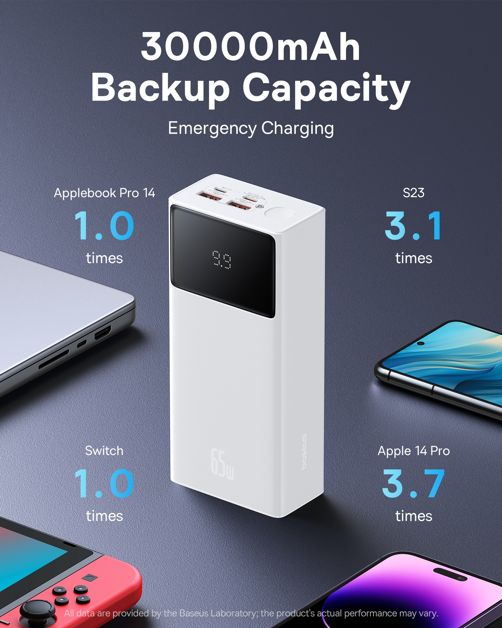 Pin Dự Phòng Baseus Star-Lord 30000mAh | Sạc Laptop 65W, 3 Cổng, Kèm Cáp Sạc