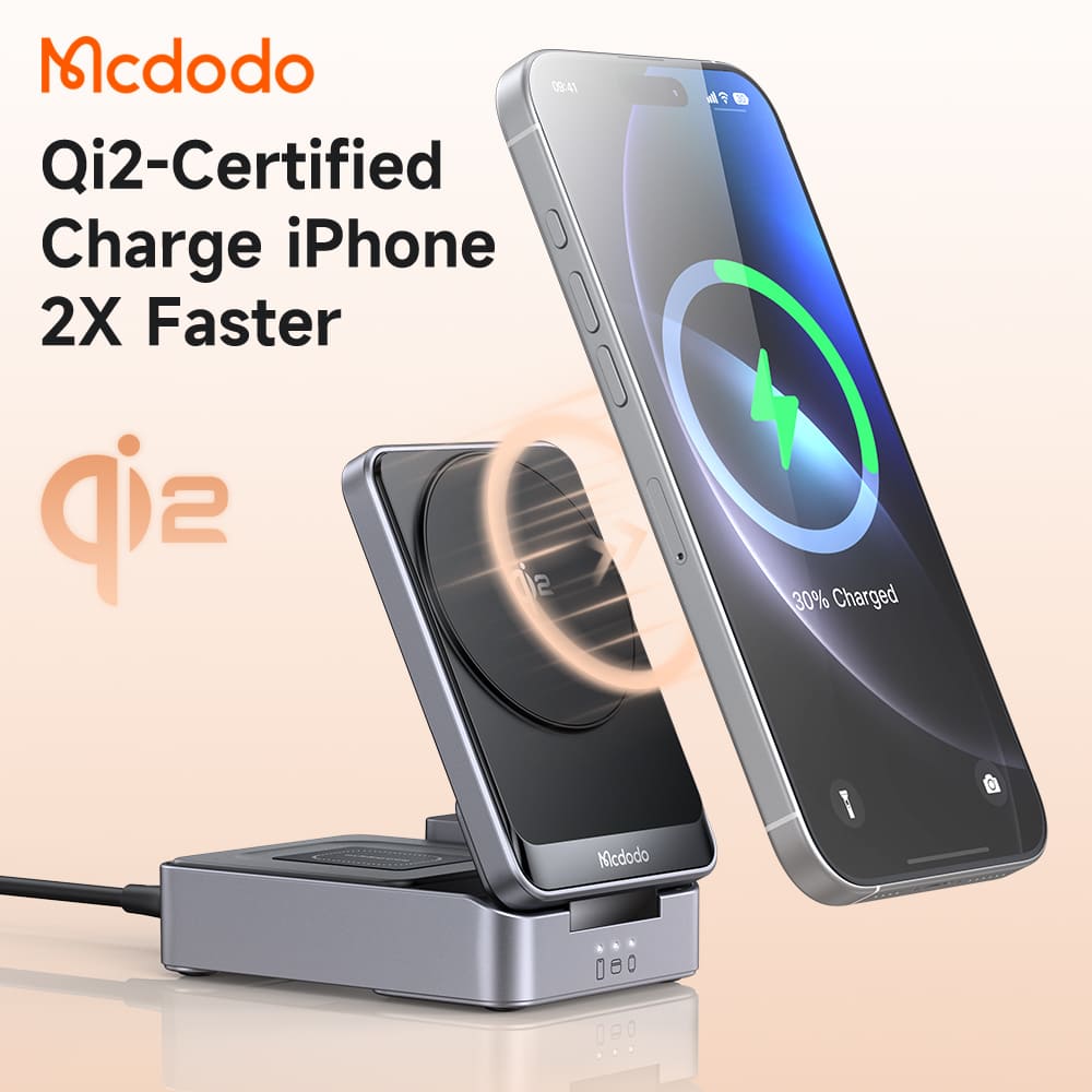Đế Sạc Không Dây Mcdodo 3 trong 1 | Gập Gọn, Chuẩn Qi2, Sạc Điện Thoại, Đồng Hồ & Tai Nghe