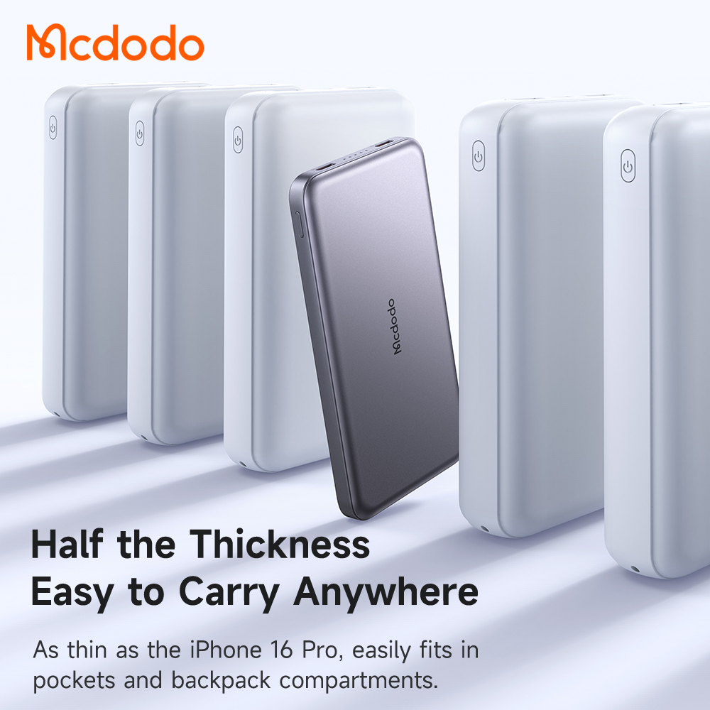 Pin Sạc Dự Phòng Mcdodo Metal Ultra-Thin Siêu Mỏng 10000mAh | Sạc Nhanh 20W, 2 Cổng Type-C