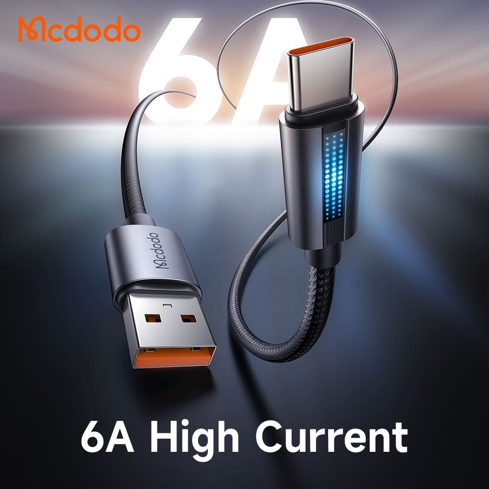 Cáp Sạc Mcdodo 6A USB to Type-C | Đèn LED Báo Sạc, Sạc Nhanh An Toàn Cho Điện Thoại
