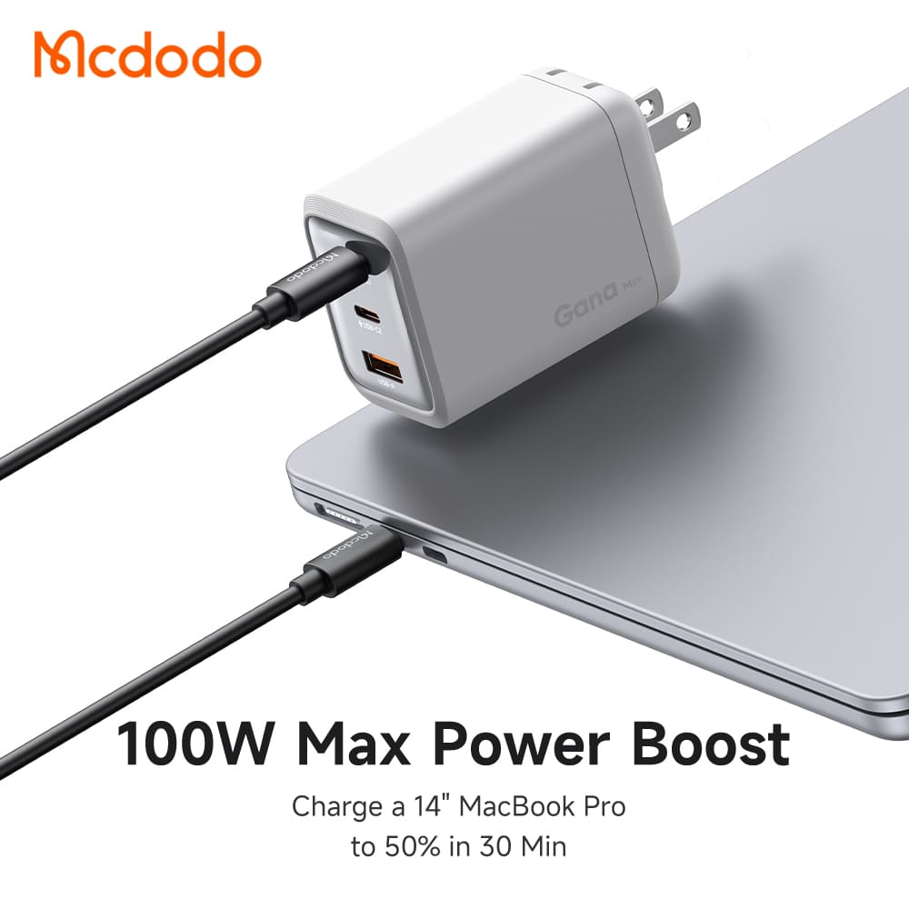 Cốc Sạc Nhanh Mcdodo Gana Mini 100W | 3 Cổng Sạc, Sạc Nhanh Laptop Điện Thoại, 2Type-C + USB