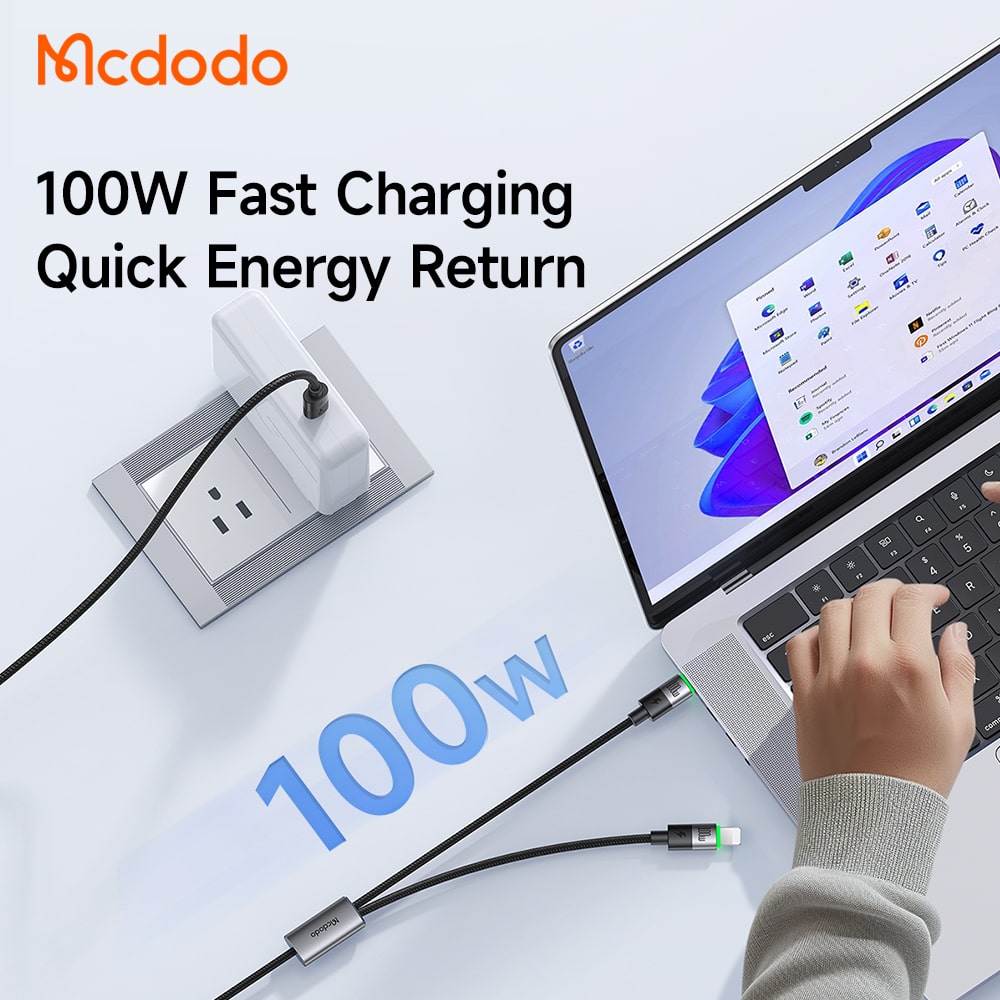 Cáp Sạc Nhanh Đa Năng Mcdodo 2-in-1 cable C to C + iP/C Simple version (1.5m)