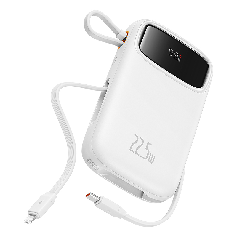Sạc Dự Phòng Baseus Qpow2 22.5W | Kèm Sẵn 2 Cáp Ln & Type-C, Màn Hình LED, 10.000/20.000mAh