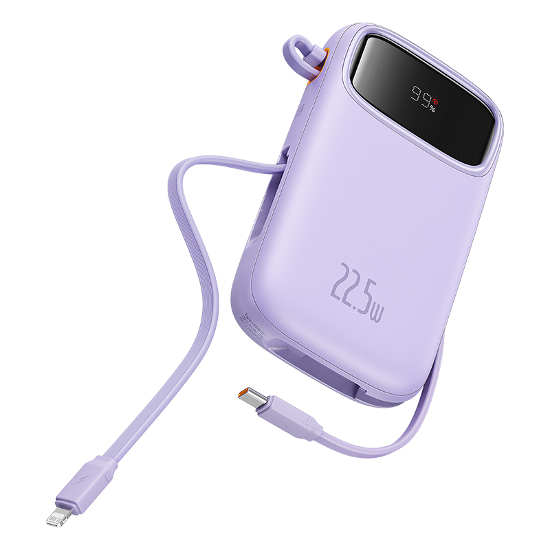 Sạc Dự Phòng Baseus Qpow2 22.5W | Kèm Sẵn 2 Cáp Ln & Type-C, Màn Hình LED, 10.000/20.000mAh