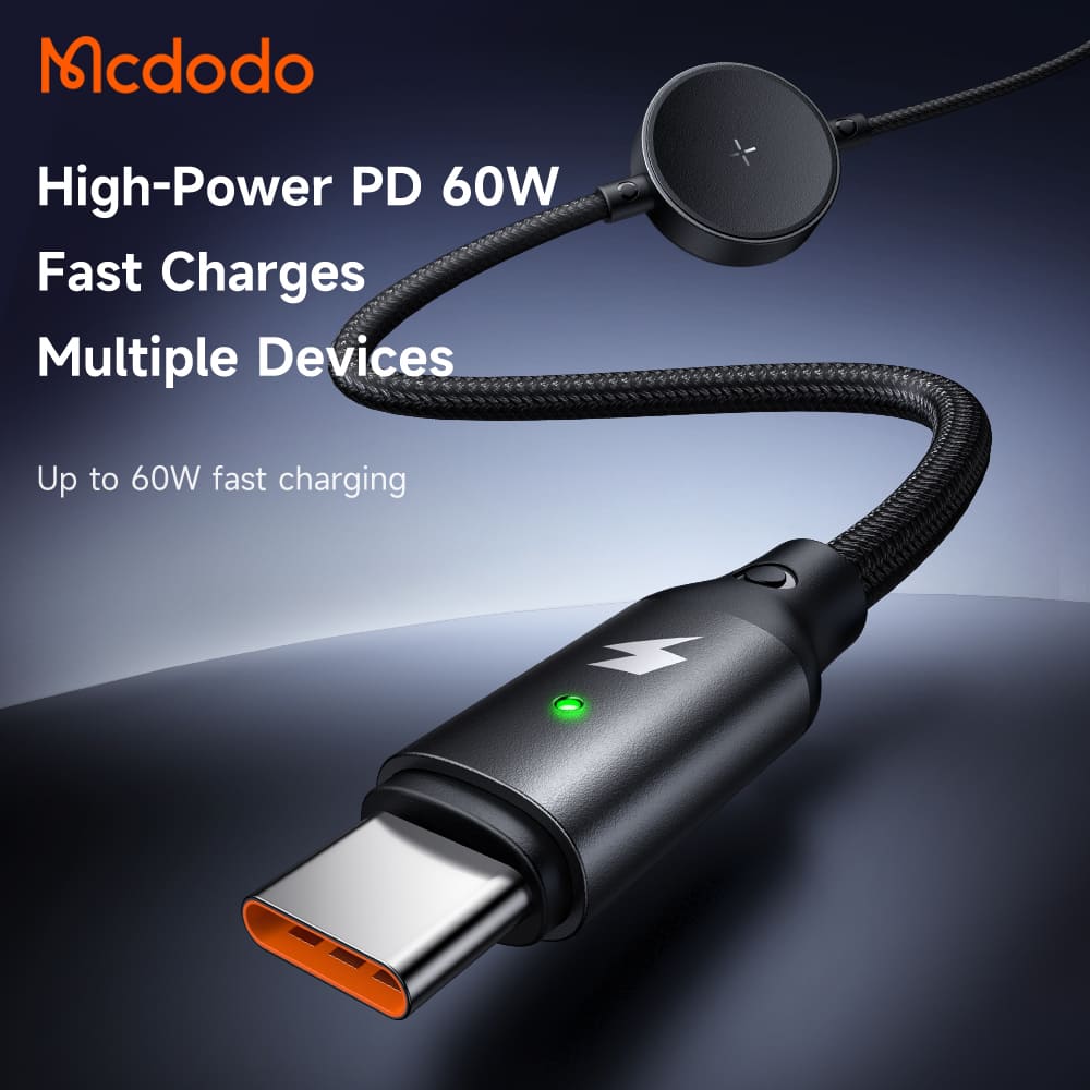 Cáp Sạc Nhanh Mcdodo 2 trong 1 | Sạc Cùng Lúc Điện Thoại & SamsungWatch 60W