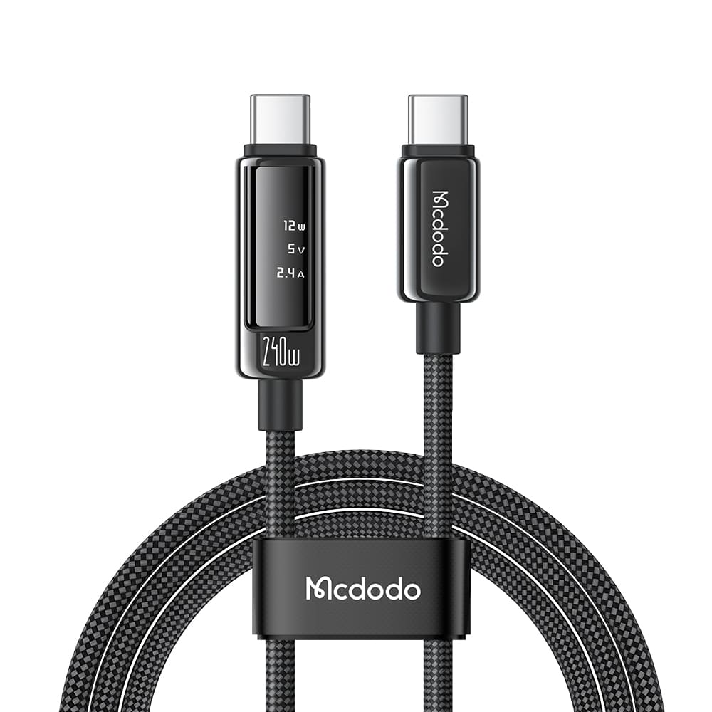 Cáp Sạc Mcdodo Vision Màn Hình OLED | Type-C to Type-C 240W, Hợp Kim Kẽm, Dây Dù Siêu Bền