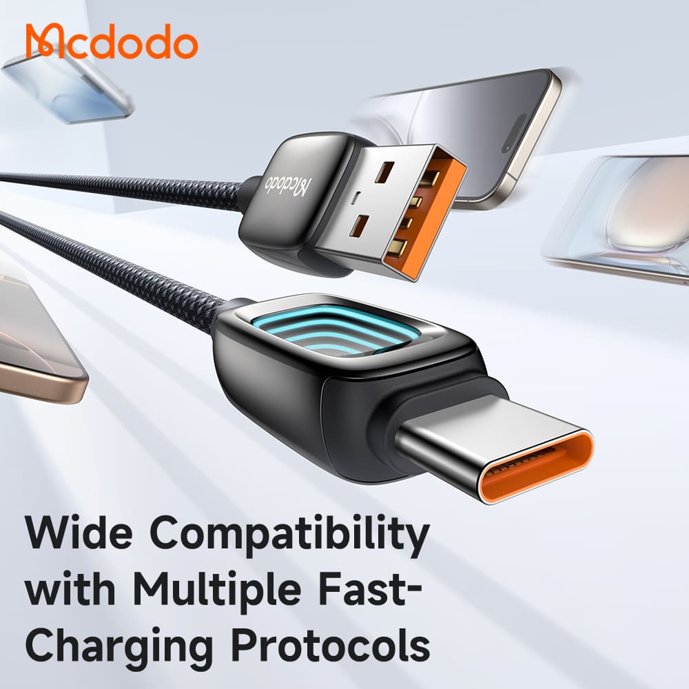Cáp Sạc Mcdodo Vision Sci-Fi USB to Type-C 6A | Hiệu Ứng LED 3D, Đầu Hợp Kim Kẽm