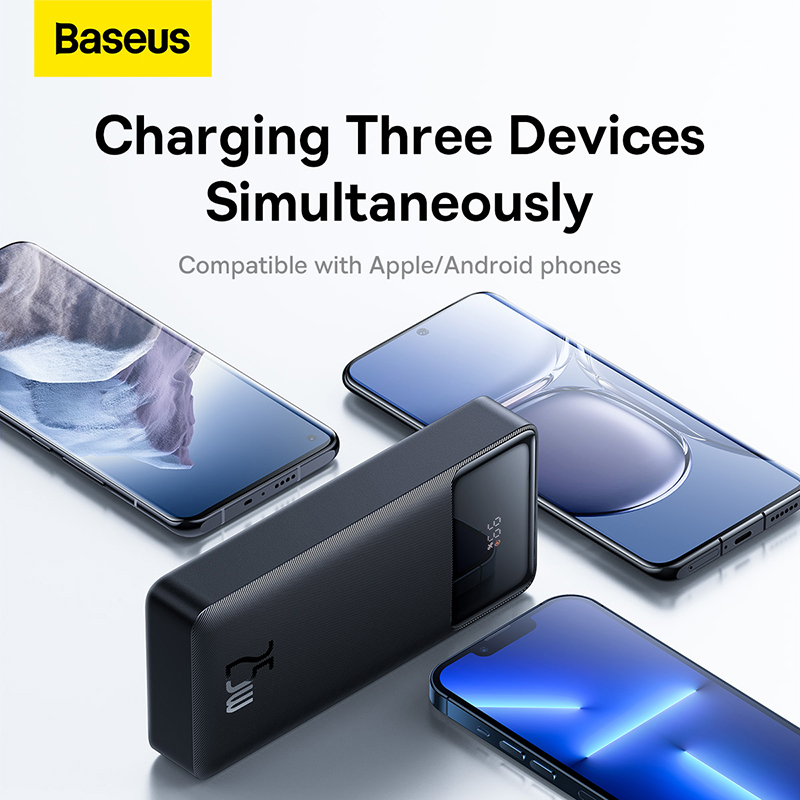 Sạc Dự Phòng Baseus Bipow 20000mAh 25W | Sạc Nhanh PD, Màn Hình LED, 3 Cổng Sạc