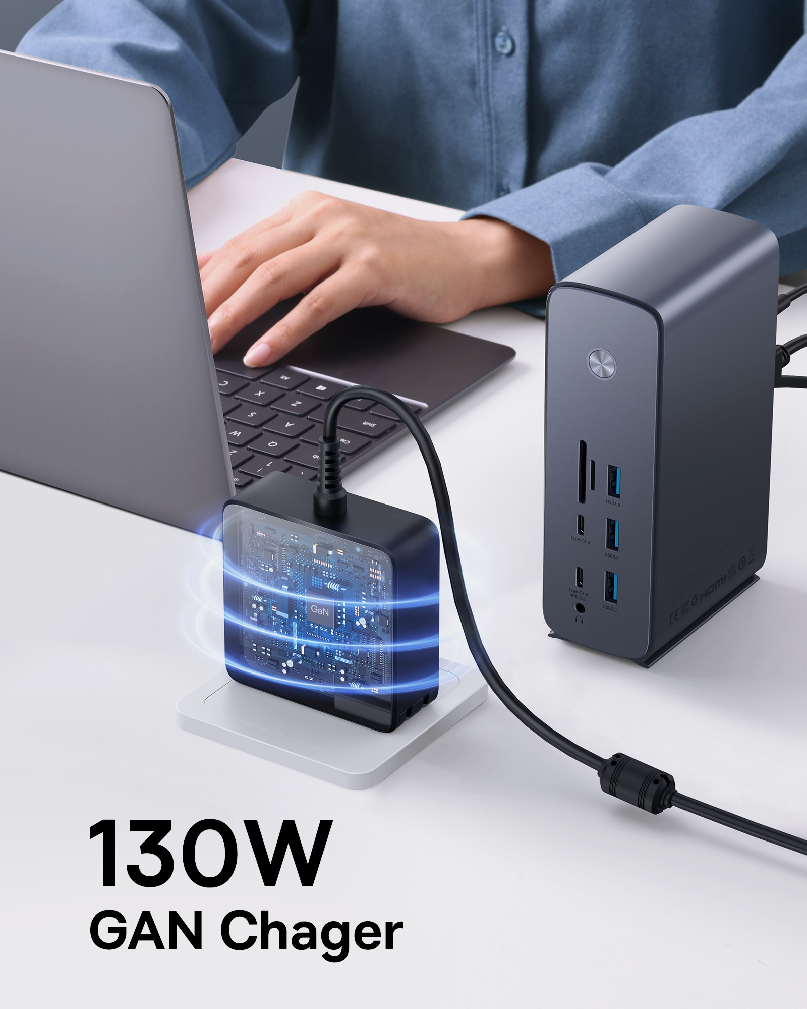 Hub Chuyển Đổi Baseus UnionJoy Pro 17 Cổng | Biến Laptop Thành PC, Xuất 4 Màn Hình, Sạc 130W
