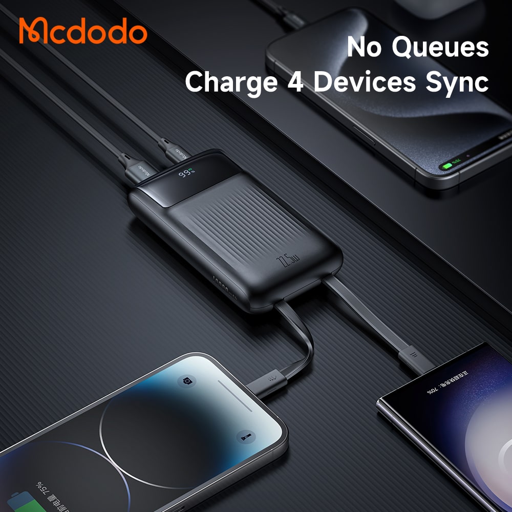 Pin Sạc Dự Phòng Mcdodo 10000mAh | Tích Hợp Sẵn Cáp Type-C & Ln, Màn Hình LED