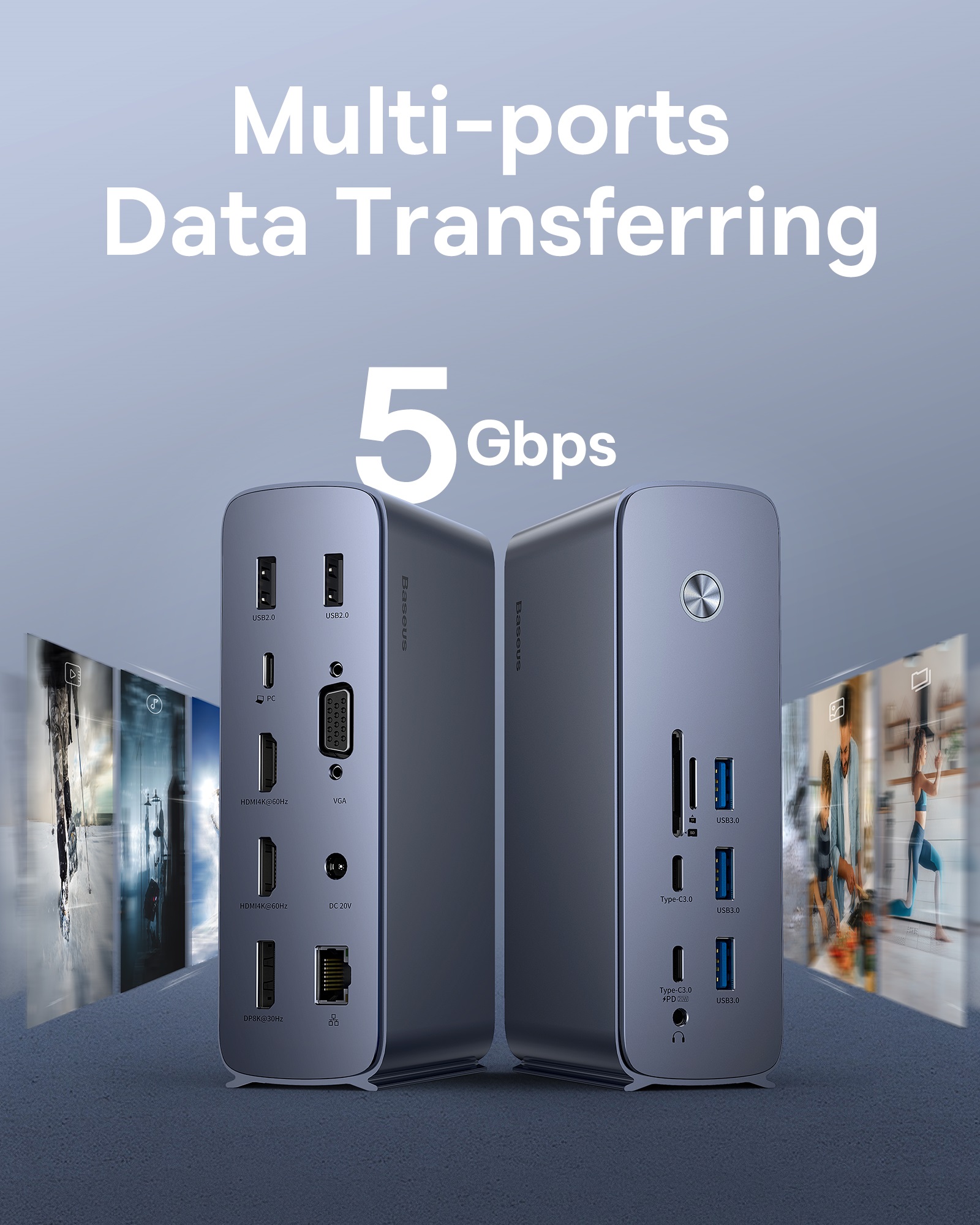 Hub Chuyển Đổi Baseus UnionJoy Pro 17 Cổng | Biến Laptop Thành PC, Xuất 4 Màn Hình, Sạc 130W