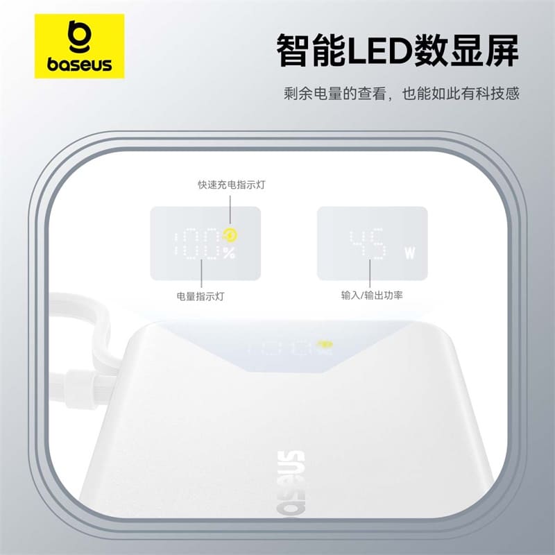 Sạc Dự Phòng Baseus EnerCore P1 10000mAh | Kèm Sẵn Cáp Type-C, Sạc Nhanh 45W