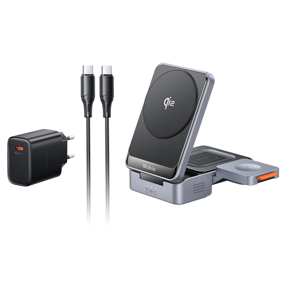 Đế Sạc Không Dây Mcdodo 3 trong 1 | Gập Gọn, Chuẩn Qi2, Sạc Điện Thoại, Đồng Hồ & Tai Nghe