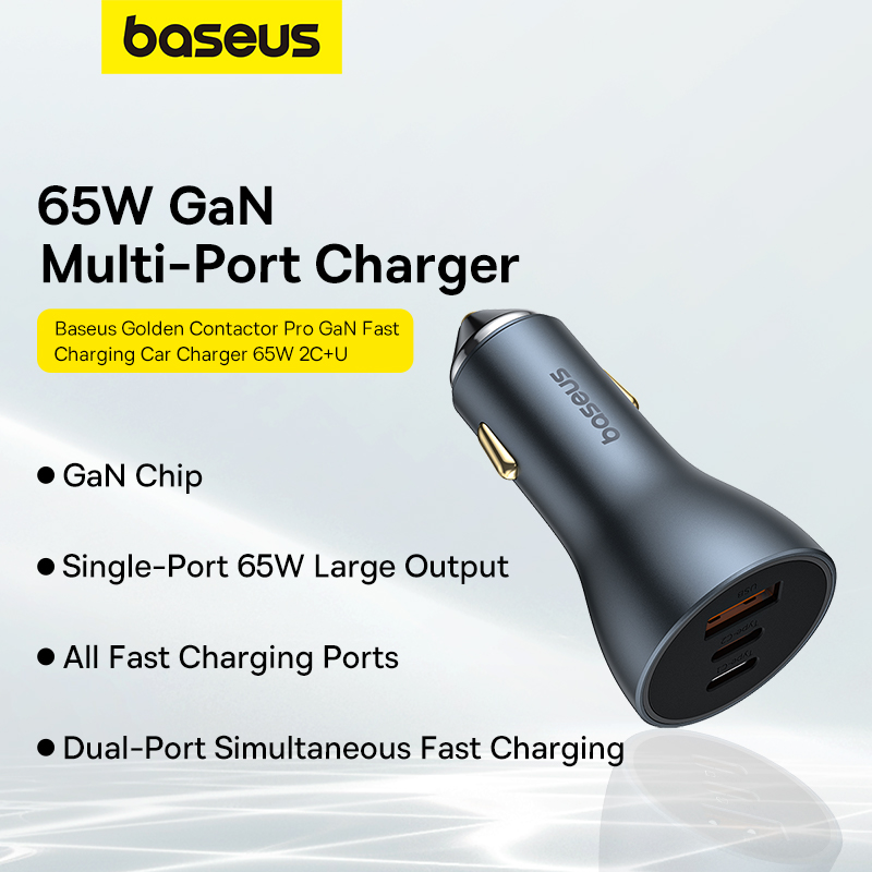Tẩu Sạc Nhanh Ô Tô Baseus Golden Contactor Pro GaN Fast Charging Car Charger U+2C 65W