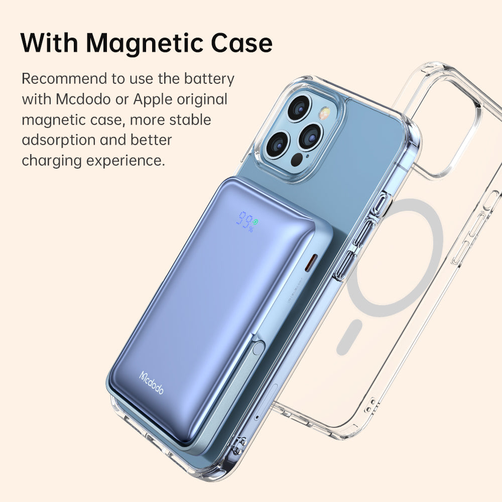 Sạc Dự Phòng Không Dây Mcdodo Gopower Magnetic 10000mAh 20W | Hít Nam Châm, Có Chân Đế, Màn Hình LED