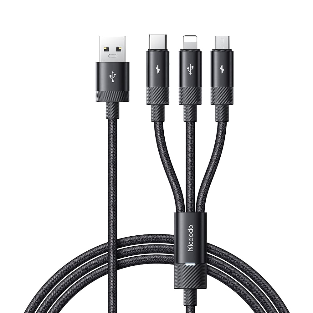 Cáp Sạc Nhanh Mcdodo 3A 3 trong 1 | Cáp USB to M+L+C Tiện Lợi, Chính Hãng
