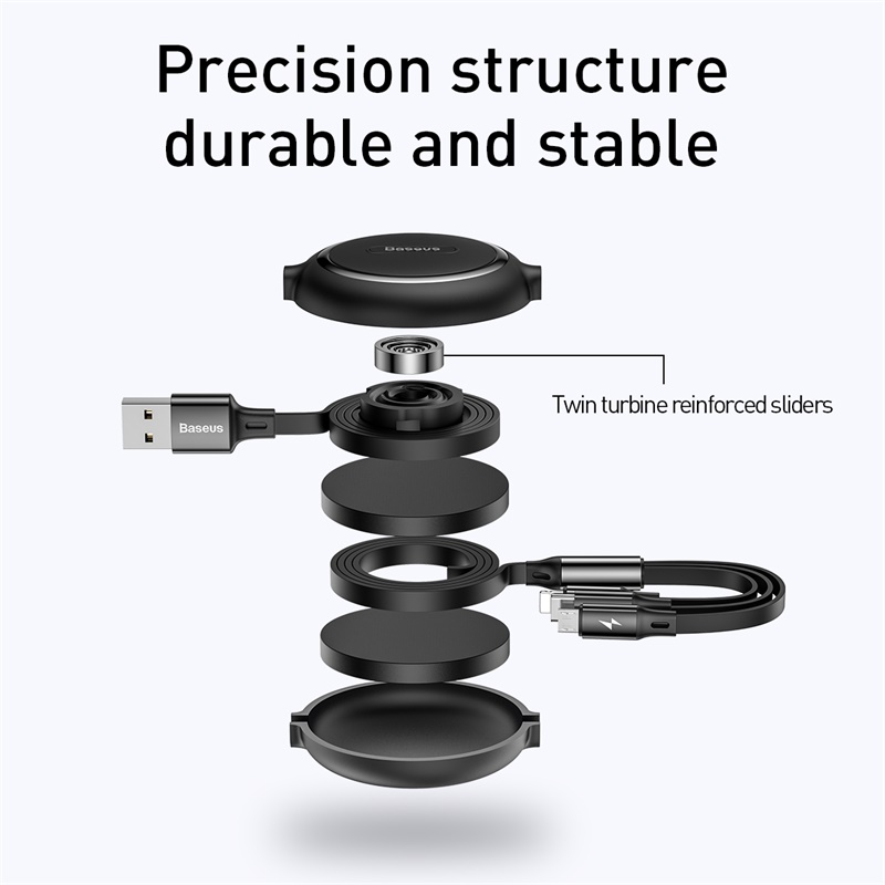 Cáp Sạc Dây Rút Baseus Golden Loop 3.5A | Tùy Chỉnh Độ Dài, Sạc & Truyền Dữ Liệu, USB to M+L+C