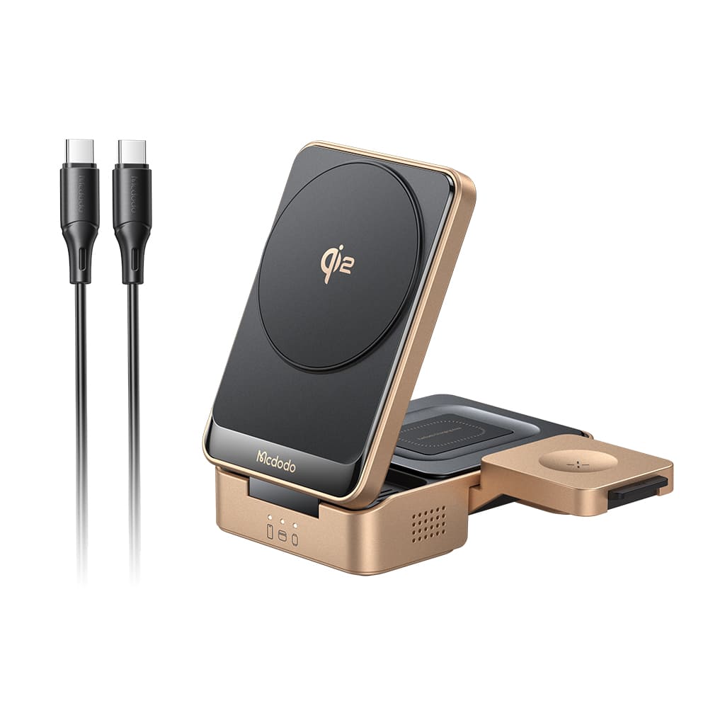 Đế Sạc Không Dây Mcdodo 3 trong 1 | Gập Gọn, Chuẩn Qi2, Sạc Điện Thoại, Đồng Hồ & Tai Nghe