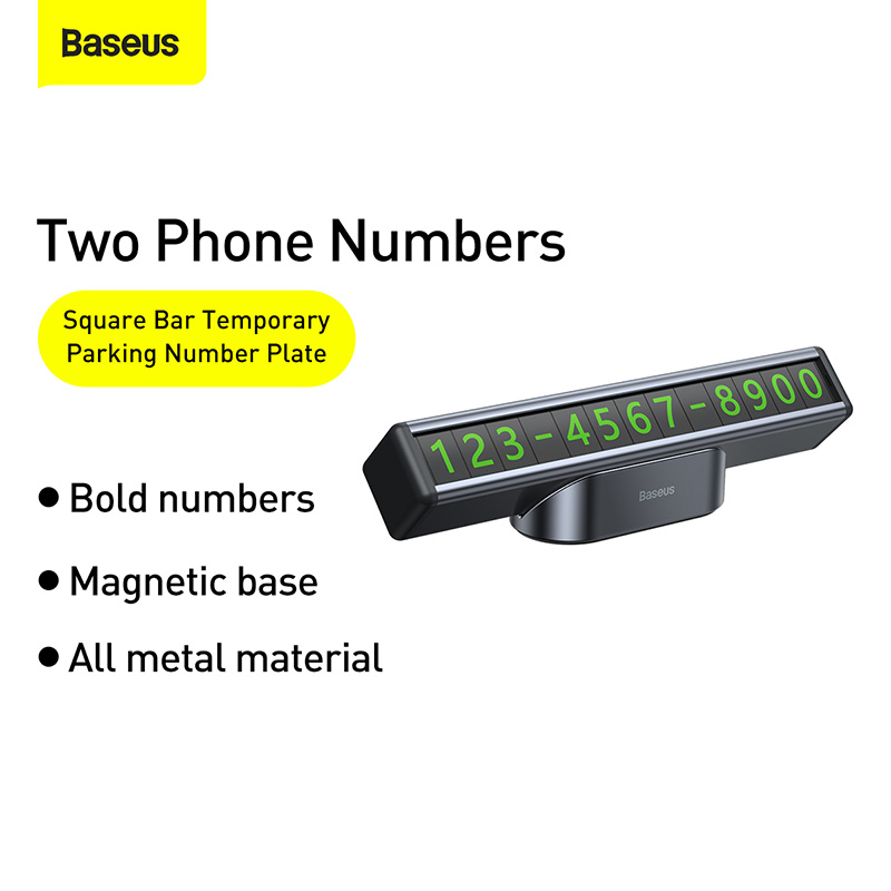 Bảng Ghi Số Điện Thoại Baseus Cho Ô Tô | Đế Hít Nam Châm, Số Dạ Quang, Kim Loại Cao Cấp