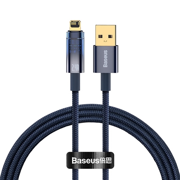 Cáp Sạc Nhanh Baseus Explorer Tự Ngắt 2.4A USB to Ln | Bảo Vệ Pin, Tự Động Ngắt Sạc