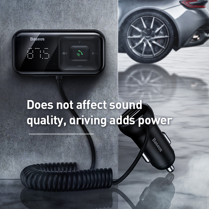 Bộ Tẩu Sạc Bluetooth Baseus S-16 | Màn Hình Rời An Toàn, Hỗ Trợ AUX/Thẻ Nhớ