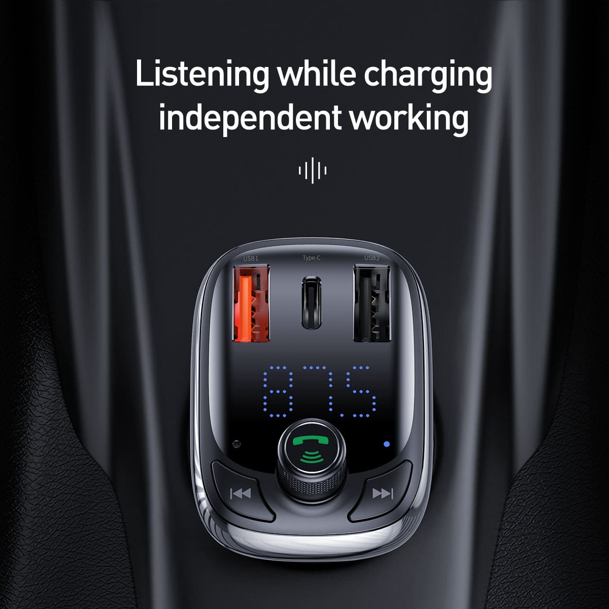 Tẩu Sạc Nhanh Phát Nhạc OS-Baseus T Shaped S-13 Car Bluetooth MP3 Player