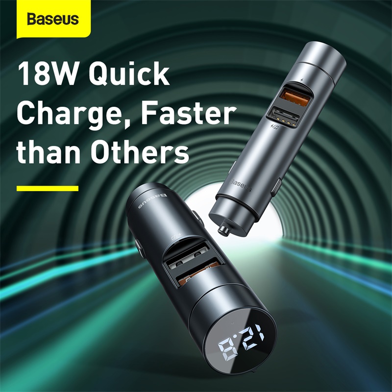 Tẩu Sạc Baseus Energy Column 18W | Bluetooth MP3 FM, Sạc Nhanh QC/PPS, Hiển Thị Điện Áp LED