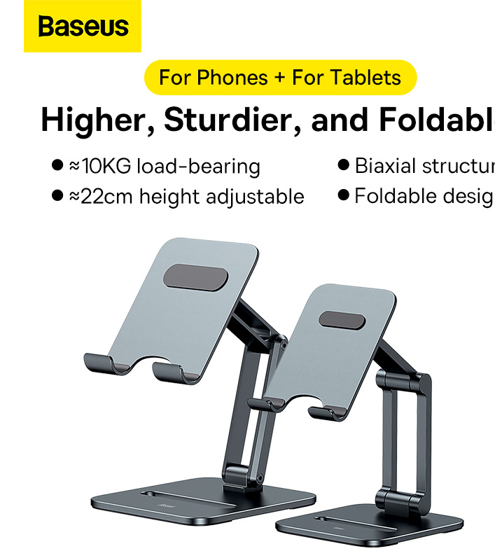 Giá Đỡ Baseus 2 Trục Gấp Gọn | Hợp Kim Nhôm, Chịu Lực 10Kg, Bản Điện Thoại & Tablet