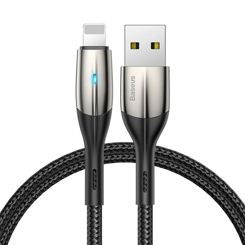 Cáp Sạc Nhanh Baseus Horizontal 2.4A USB to Ln | Có Đèn LED Báo Sạc, Dây Dù Bền