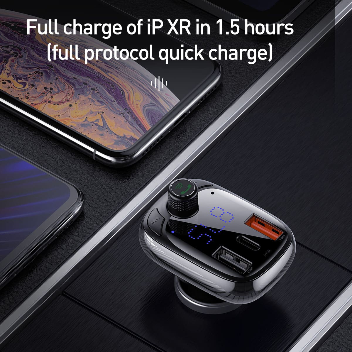 Tẩu Sạc Nhanh Phát Nhạc OS-Baseus T Shaped S-13 Car Bluetooth MP3 Player