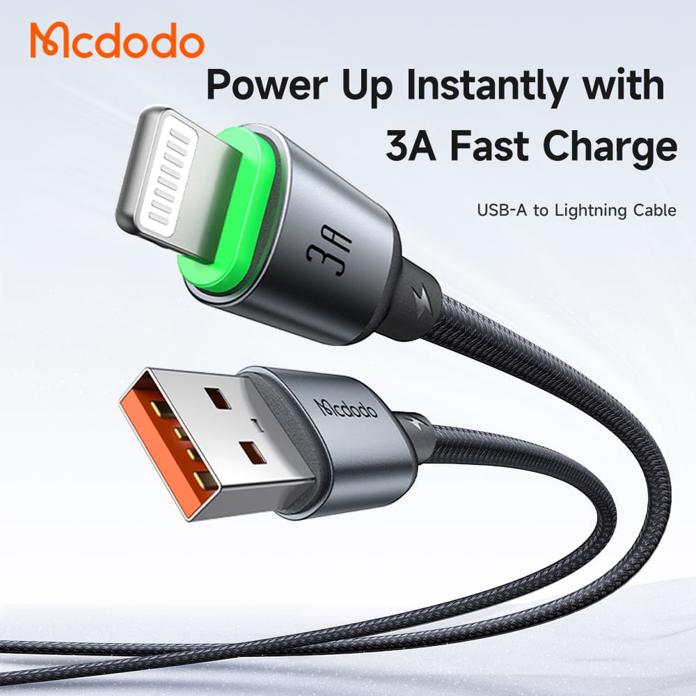 Cáp Sạc Mcdodo Cab Luma 3A USB to Ln | Có Đèn LED Báo Sạc Xanh