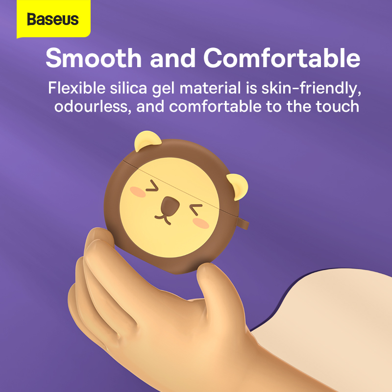 Case Tai Nghe Baseus E3 Hình Sư Tử Dễ Thương | Silicon Mềm Mịn, Chống Sốc, Chống Bụi Bẩn