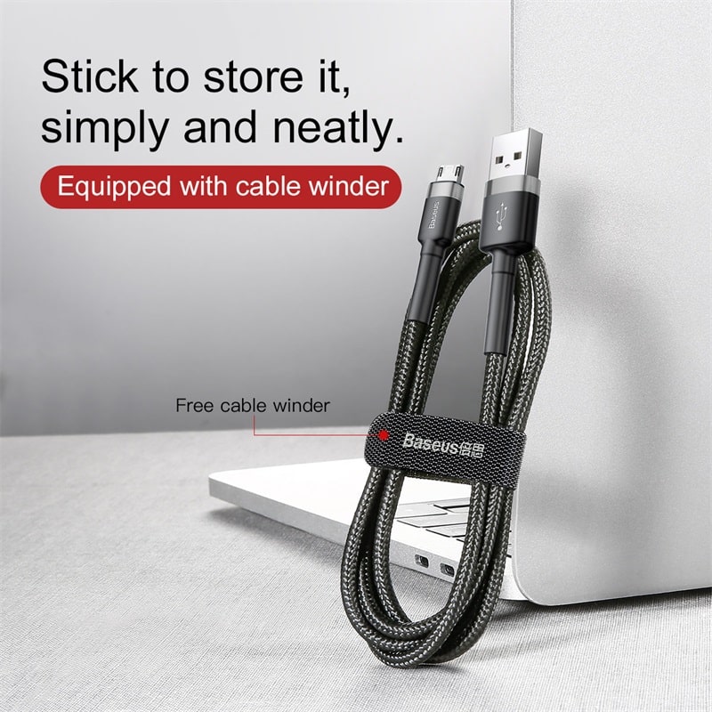 Cáp Sạc Nhanh Baseus Cafule 2.4A USB to Micro | Dây Dù Siêu Bền, Chống Đứt Gãy