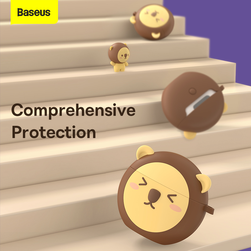 Case Tai Nghe Baseus E3 Hình Sư Tử Dễ Thương | Silicon Mềm Mịn, Chống Sốc, Chống Bụi Bẩn