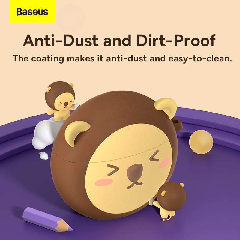 Case Tai Nghe Baseus E3 Hình Sư Tử Dễ Thương | Silicon Mềm Mịn, Chống Sốc, Chống Bụi Bẩn