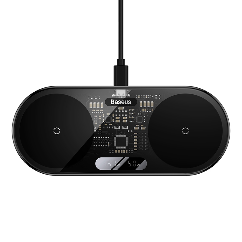 Đế Sạc Nhanh Không Dây Đa Năng Baseus Digital LED Display 2in1 Wireless Charger 20W (Phone + Airpods Pro, New Upgrade Model ）