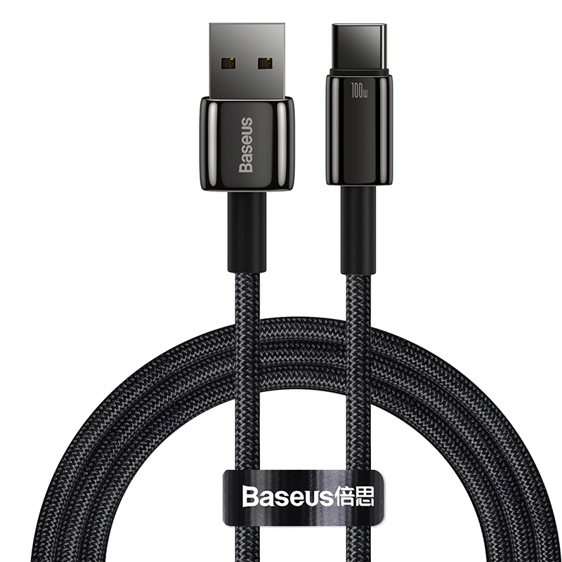 Cáp Sạc Nhanh Baseus 100W 6A USB to Type-C | Dòng Tungsten Gold, Hợp Kim Kẽm, Dây Dù