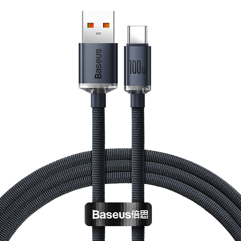 Cáp Sạc Baseus Crystal Shine USB to Type-C 100W | Dây Dù Siêu Bền, Hỗ Trợ Dòng Điện 6A Max