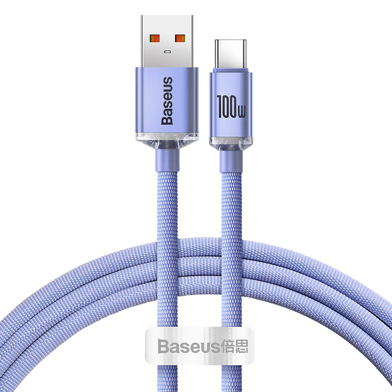 Cáp Sạc Baseus Crystal Shine USB to Type-C 100W | Dây Dù Siêu Bền, Hỗ Trợ Dòng Điện 6A Max