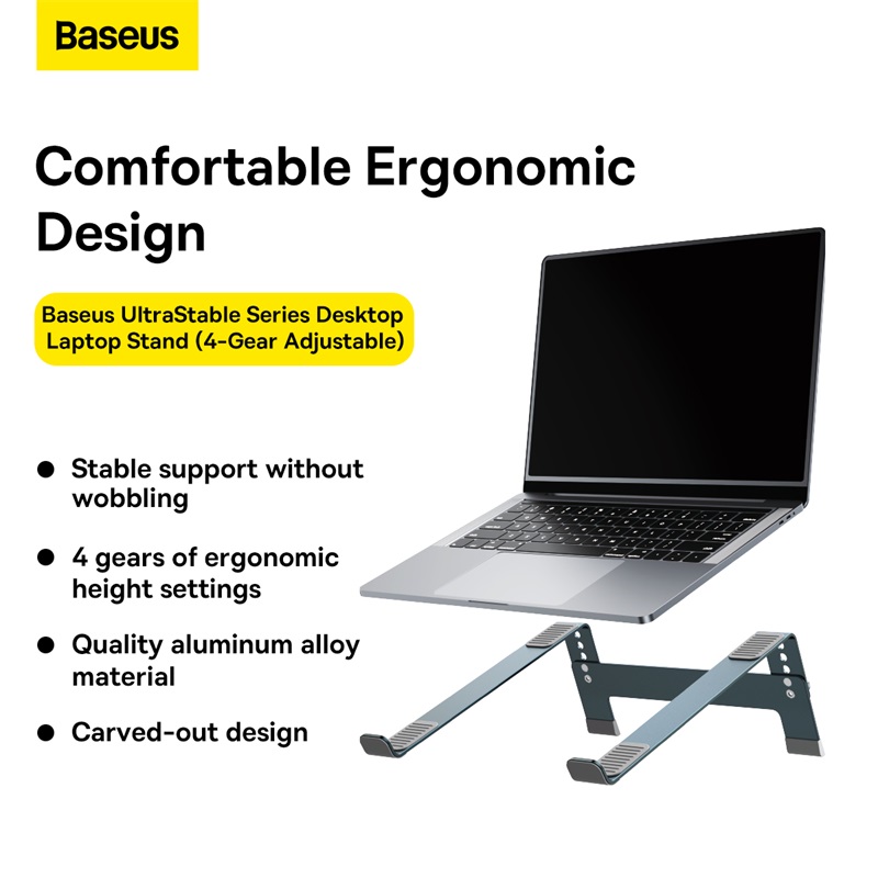 Giá Đỡ Laptop Baseus UltraStable Chống Mỏi Gáy | 4 Nấc Độ Cao, Thiết Kế Thoáng Tản Nhiệt